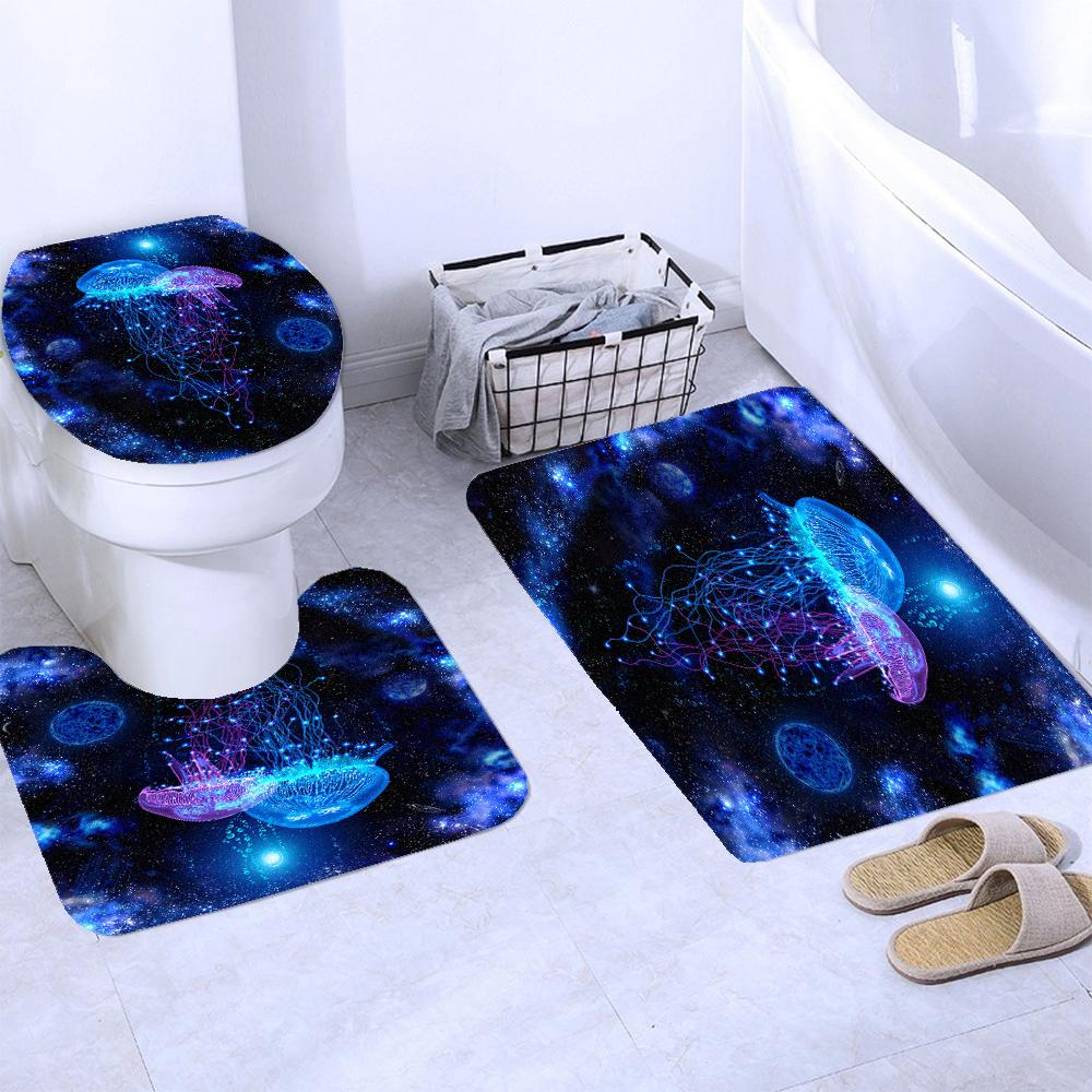 

Мечта Звездное Небо Океан Медуза Ванная Водонепроницаемый Набор Штор для Душа с 12 Крючками Коврик для Ванной Нескользящий Коврики Чехол для Сиденья Унитаза