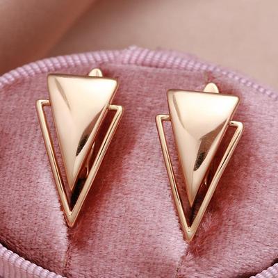 Minimalistische, übertriebene, spitze, glänzende goldfarbene Damen-Ohrringe, Mädchen-Punk-Schmuck, sexy Ohrringe
