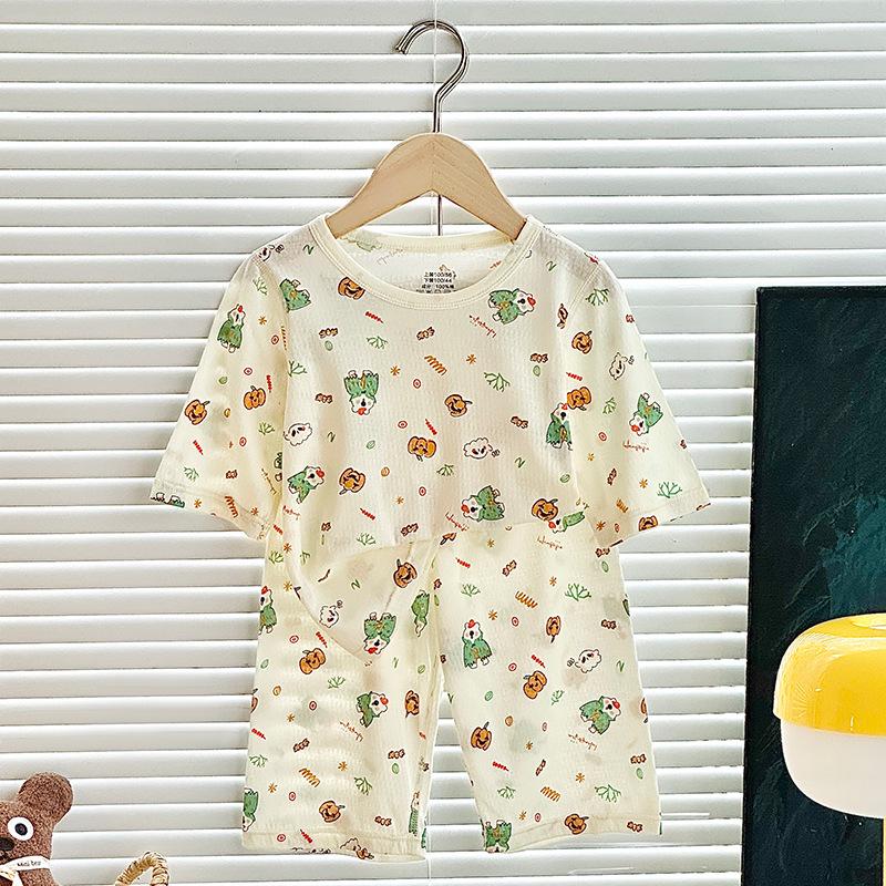 

Детский летний пижамный комплект из чистого хлопка: Мальчики и девочки домашняя одежда с рукавом три четверти 140 cm