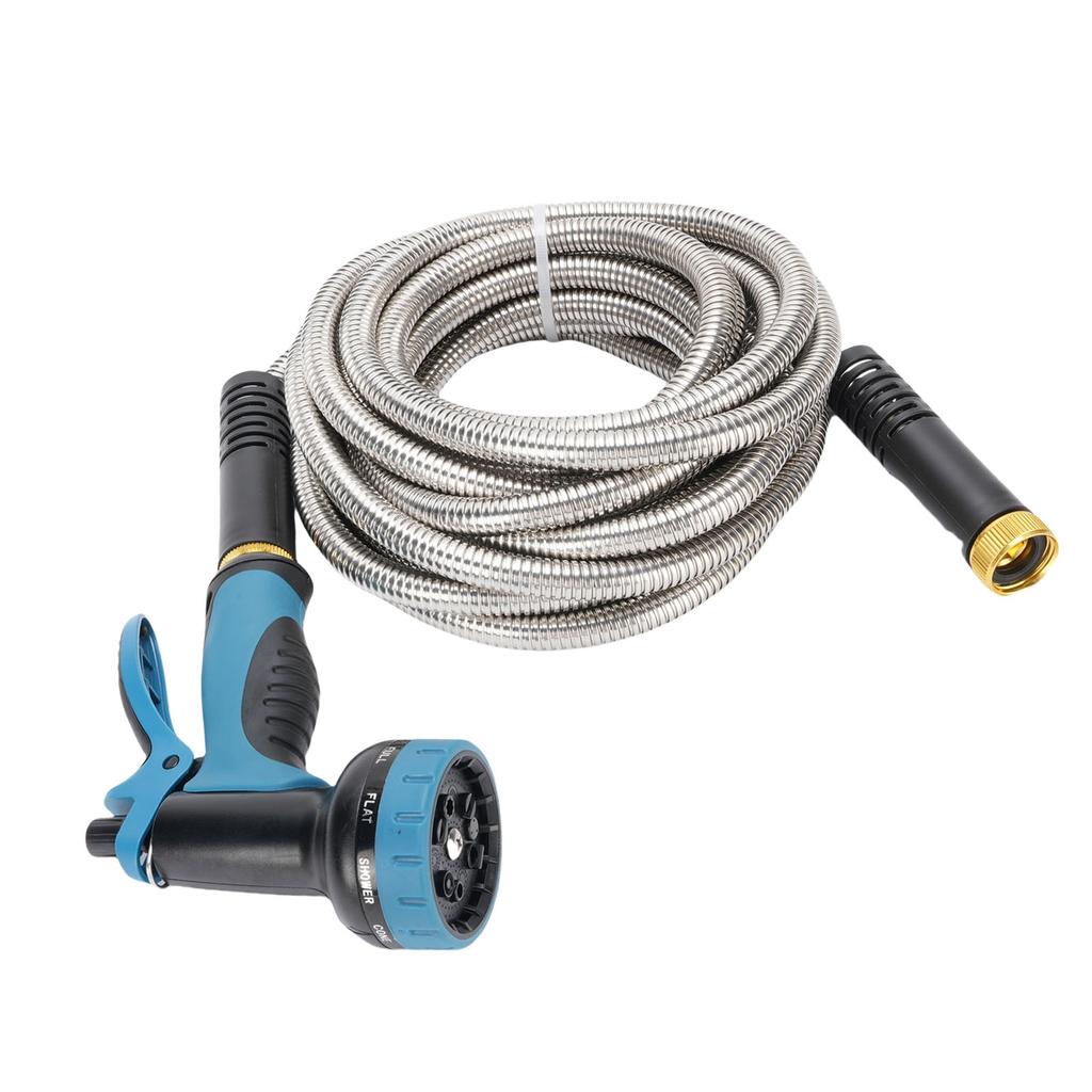 Garden Hose with Sprayer 7.5m Flexible Non Tangling Portable Stainless Steel Water Hose for Car Wash House Cleaning