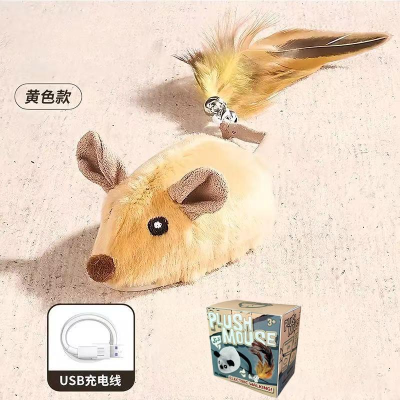 Automatic Sensing Moving Mouse Interactive Cat Toys Electronic Remote Squeaky Cat Toy For Kitten USB Rechargeable Pet Plush Toy