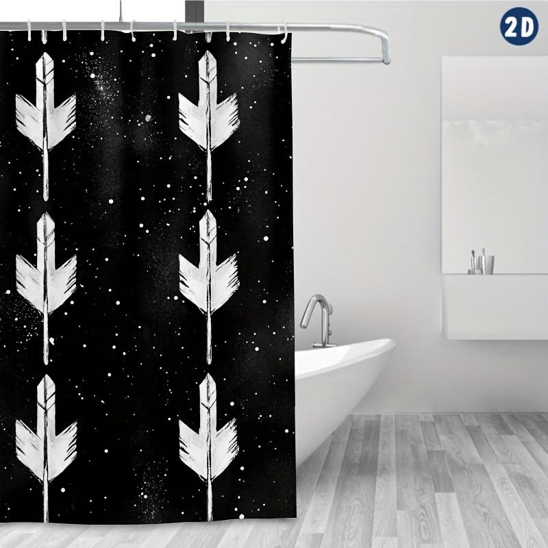 Black & White Arrow Shower Curtain - Durable Polyester, Easy Clean with Hooks