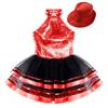 Sparkling Party & Performance Tutu for Girls: Halter Neck Backless Dress with Sequins, Includes Hat for Easy Complete Look