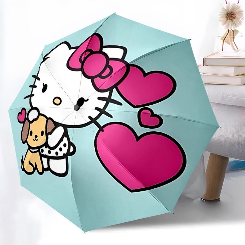 1pc Hello Kitty Automatic Folding Umbrella - 8-Rib Automatic Open/Close, Portable Collapsible Compact Umbrella yy251218013