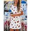 Women Nightgown Crew Neck Short Sleeve Spring Summer Cute Heart Print Sleep Dress Loungewear