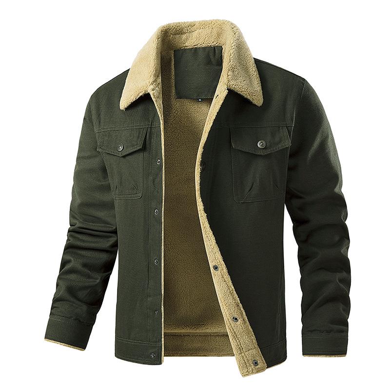 Men's Fleece-Lined Multi-Pocket Jacket: Warm Cotton and Nylon for Autumn and Winter