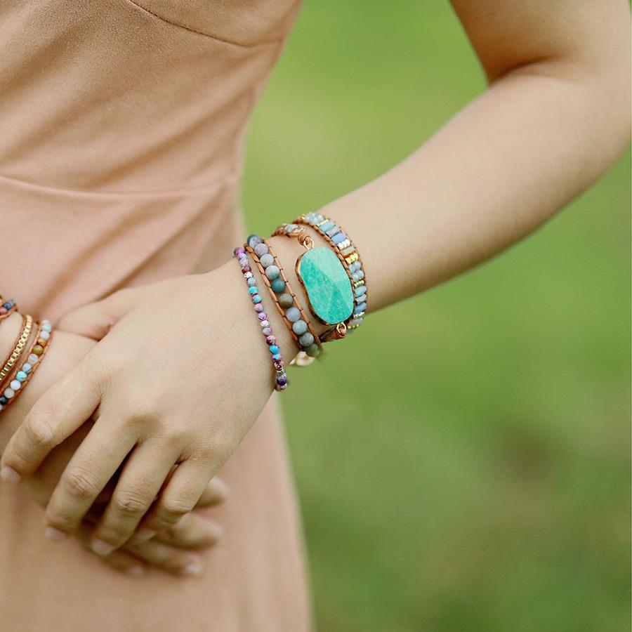 8mm Purple Imperial Jasper Beaded Bracelets for Women, Adjustable Crystal Bracelets with Alloy Bead, Simple Stone Jewelry