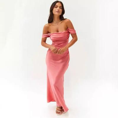 2023 Spring/Summer European & American One-Shoulder Satin Backless Evening Gown