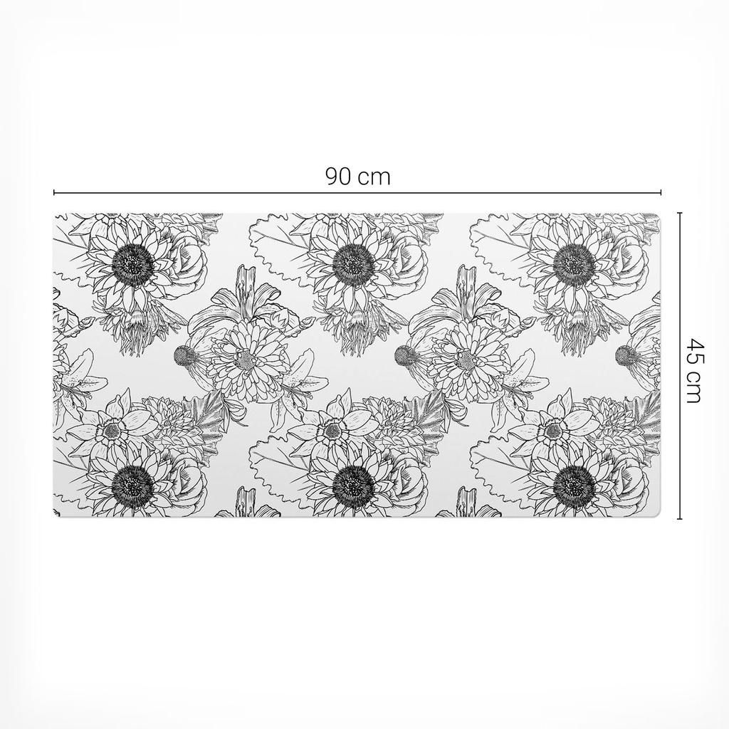 Decorative Mat for Laptop On Desk Floral Linear Pattern 90X45 Cm
