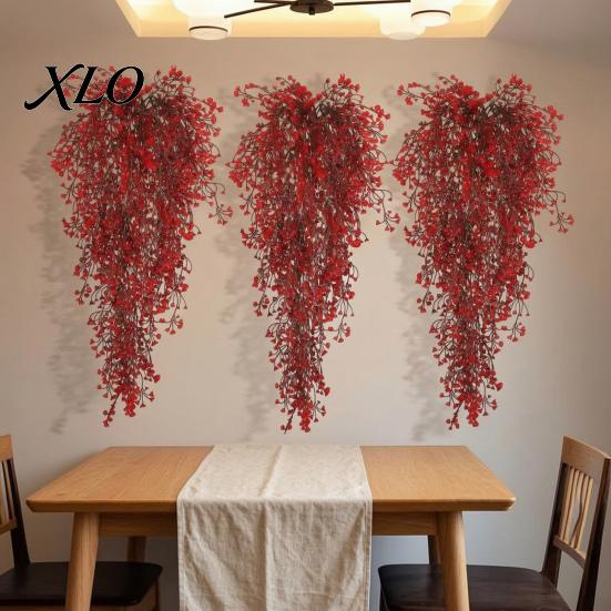 DIY Spring Festival Party Supplies Artificial Hanging Red Admiralty Rattan, Realistic Simulation Plant, Decoration Flexible Bendable Winter