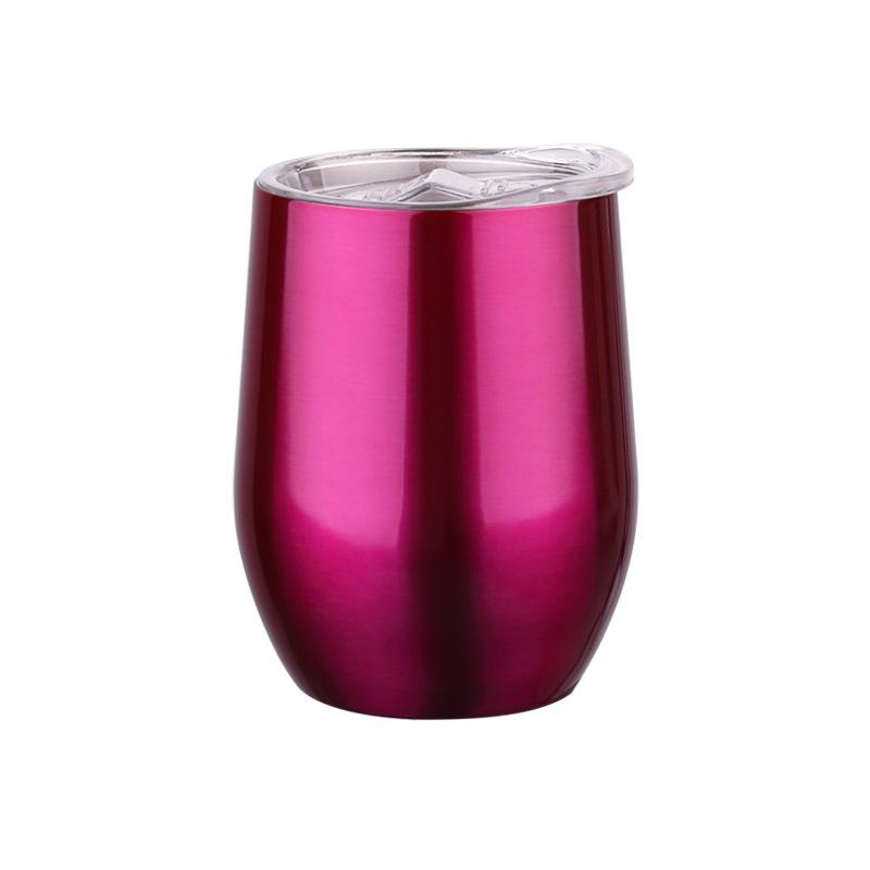 304 Stainless Steel Double-Layer Vacuum Insulated 12oz Egg-Shaped Cup, Portable U-Shaped Design with Heat Sublimation Spray.
