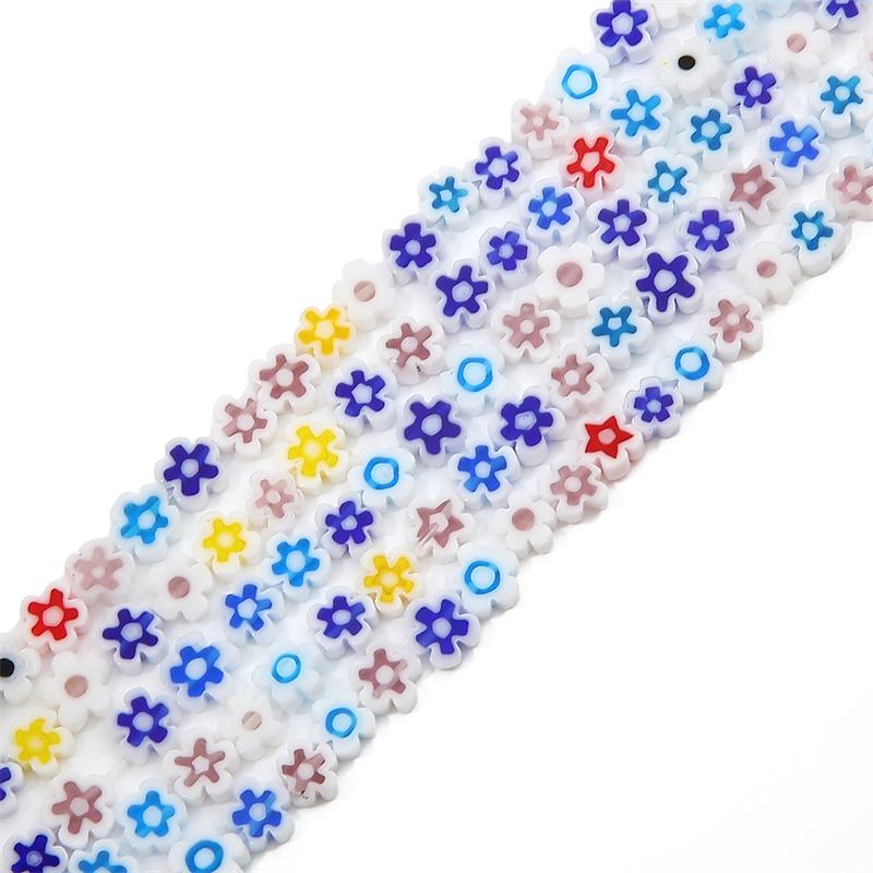 10 adet 6mm El Yapımı Lampwork Cam Çiçek Boncuk Kolye Bilezik Küpe DIY Takı El Sanatları Yapımı