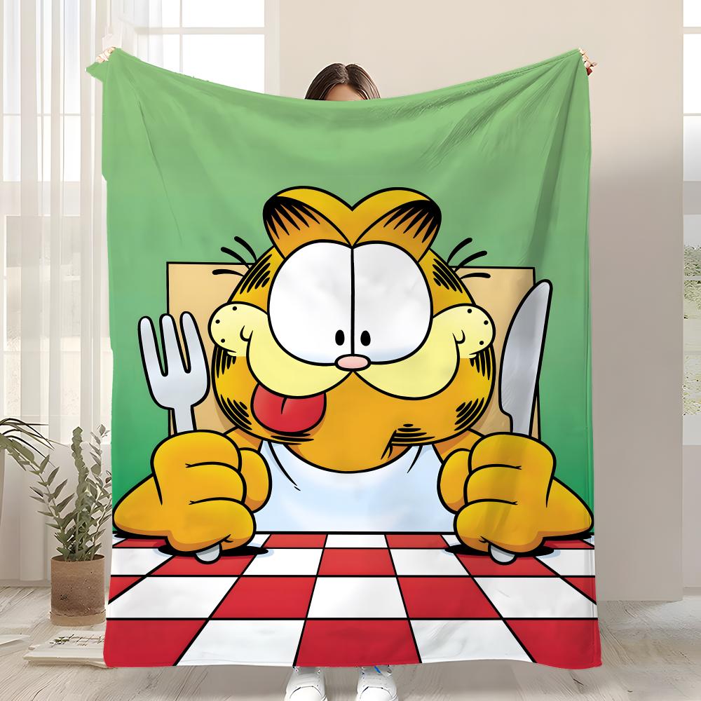 GATTO GIALLO Garfield Plaid Morbido Pile Corallo Coperta 310gsm Soffice Caldo Plaid per Divano Letto Divano Arredamento Camera da Letto