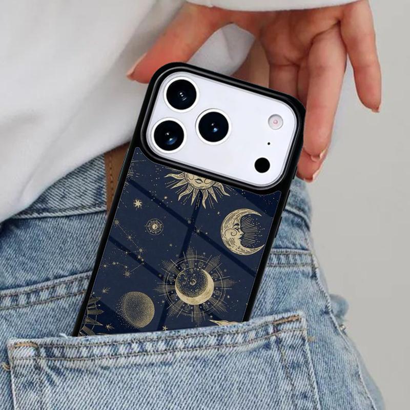 

Crescent Moon Tarot Stars Sun Phone Case for iPhone 16e 15 14 13 12 17 Pro Max Plus Air 17pro Cover Coque iPhone 13 mini