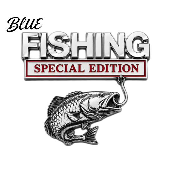 Fishing Theme Vehicle Badge Special Edition Car Emblem Bass for Vehicle Waterproof Sticker Aluminum Metal Fish Hook Decal Truck SUV Fisherman Gift