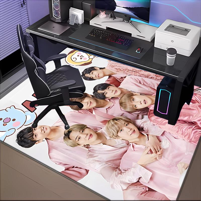 Custom Name K-pop Stars Group Rug for Living Room, Game Rooms, Office, Bedroom, Floor Mat Playful Design, fan gifts Christmas decor