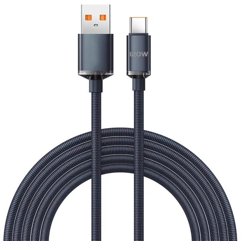 

120 Вт 6A Super Charge Cable 1M USB-Type-C Data Cable Быстрая зарядка для Huawei Xiaomi Phone Line Быстрая зарядка чёрный