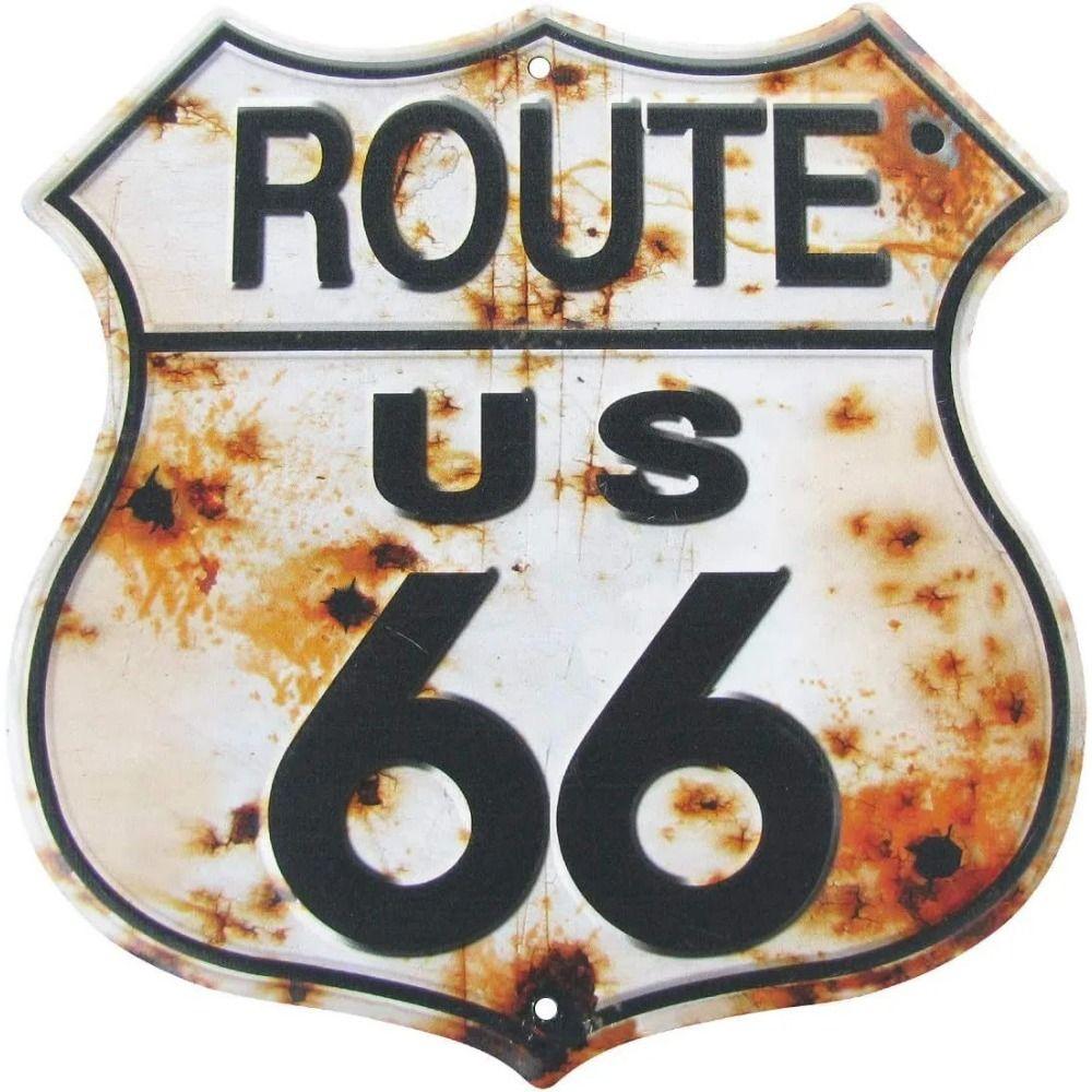 

Вінтажна металева квадратна табличка Route 66 Декор для гаража, дому, бару 20x20 см