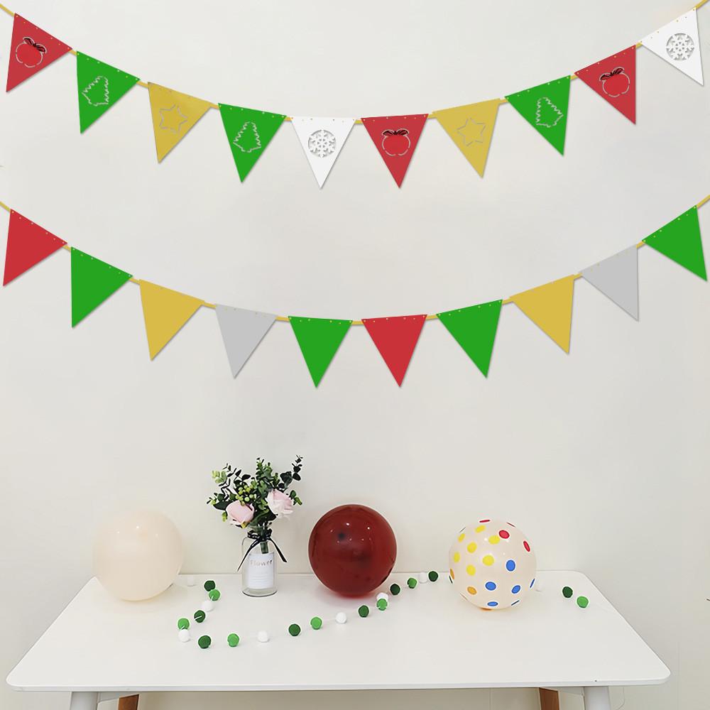 Eye-catching Christmas Decorative Triangle Flags For Cheerful Party Atmosphere Setup
