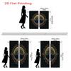 Set Of 2 Flat Printing Curtains Dark Background Tree Circle Ornate Frame Fantasy Style Home Decor Polyester Curtain