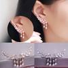Women Gold Silver  Zircon Leaves Tassel Ear Stud Earrings Jewelry