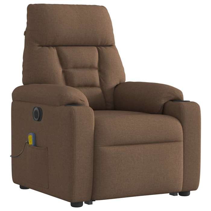 VidaXL Electric Massage Recliner Chair Brown Fabric 3303066