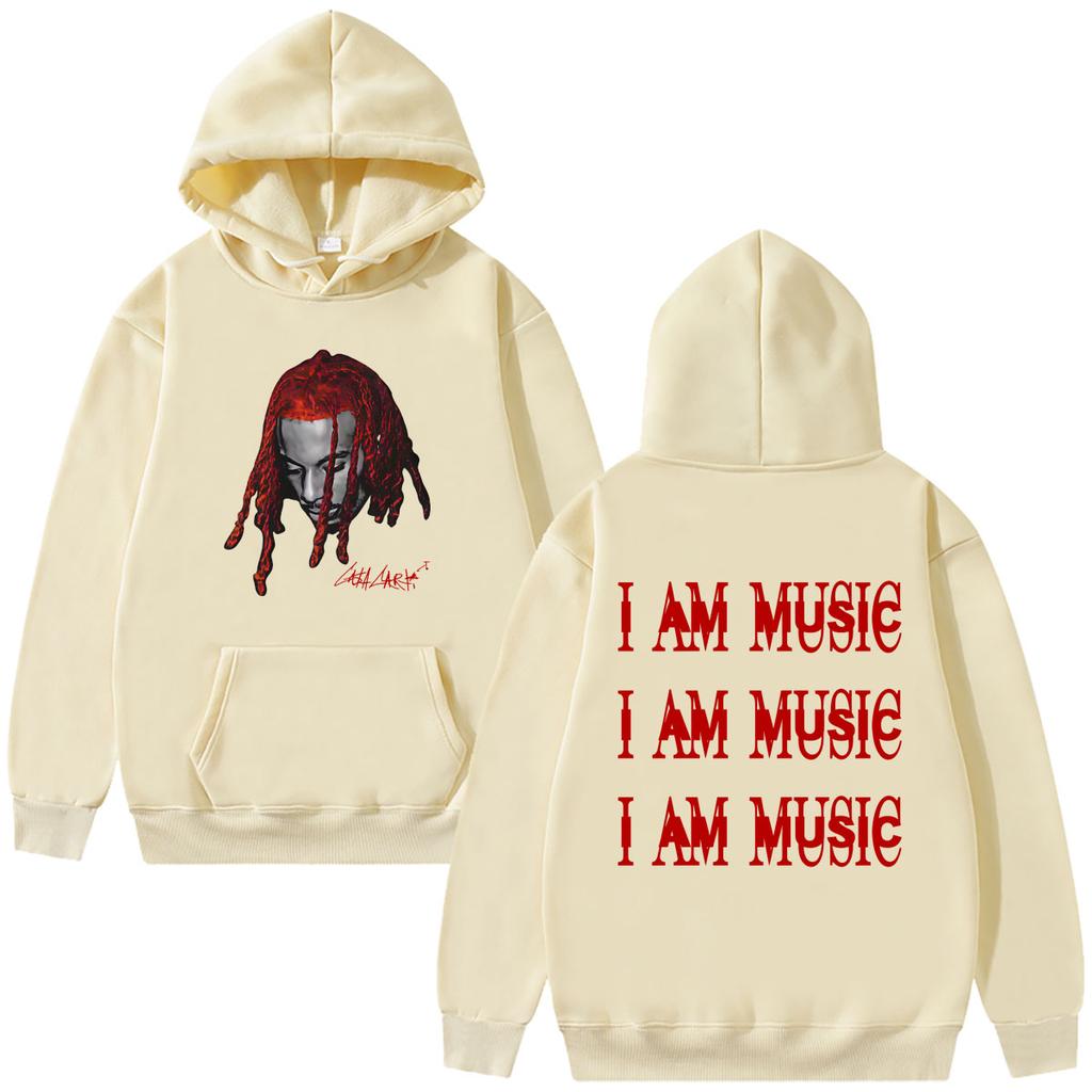 Rapper Playboi Carti Head Graphic Hoodie 2026 Opium I AM MUSIC Logo Sweatshirt Men's Women Hip Hop Oversized Hoodies Streetwear