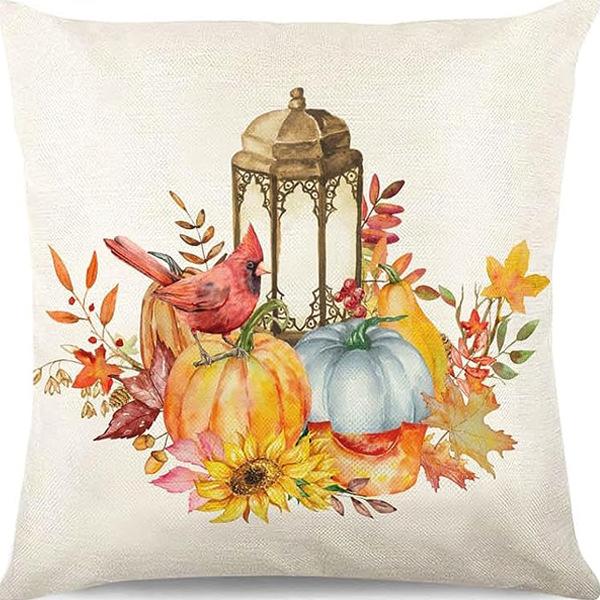 

Autumn Harvest Sofa Pillow Pumpkin Decorative Cushion Small Animal Squirrel Print Cushion Cover Pillow Cover 45 * 45Cm [without core]