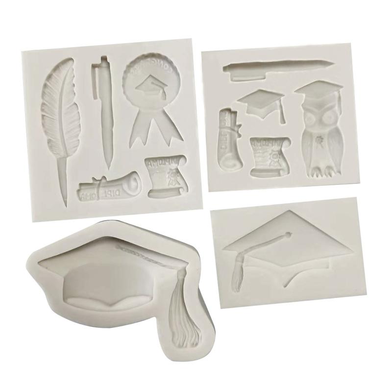 DIY Graduation Themed Silicone Mold Cupcake Topper Fondant Party Cake Decorating Gadgets Candy Chocolate Gumpaste Moulds