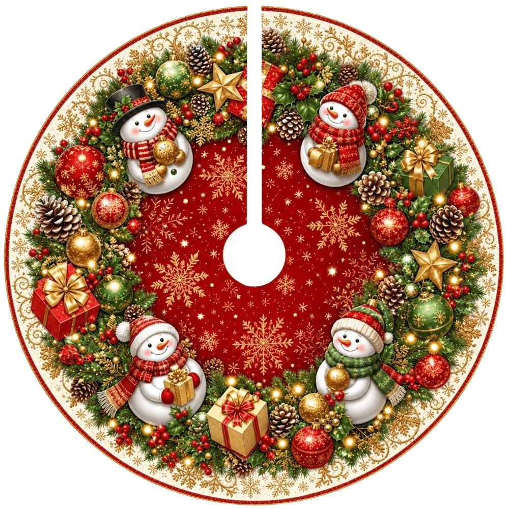Snowman Christmas Tree Skirt Santa Claus Christmas Decorations Xmas Tree Foot Cover Christmas
