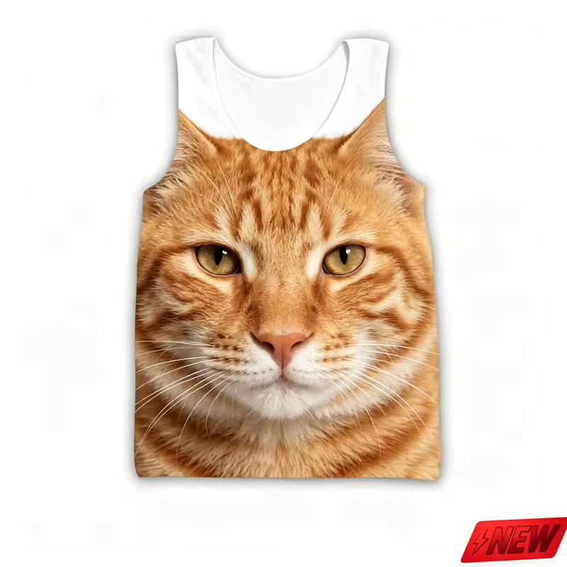 Realistic Funny Animal Dog Tank Top Men Summer Streetwear 3D Print Cute Pets Sleeveless T Shirts Boys Harajuku Loose Unisex Vest