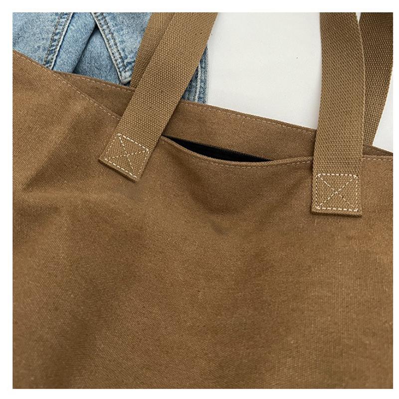 Dames Canvas Tote Bag Moteabel Romslig Slitesterk Skulderveske med Glidelåslukking og Klassisk Design Perfekt for Jobb