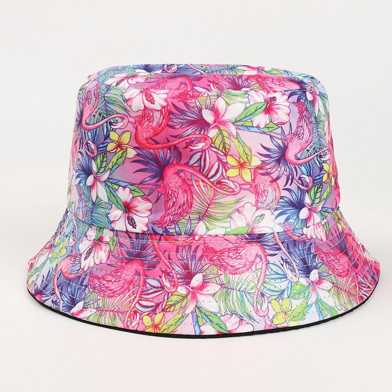 

Bucket Hat Women s Spring and Summer Cross-Border New Arrival Flamingo Print Double-Sided Wear Color Flower Bucket Hat Sun Protection Sun Hat Flamingo Pink M(56-58cm)
