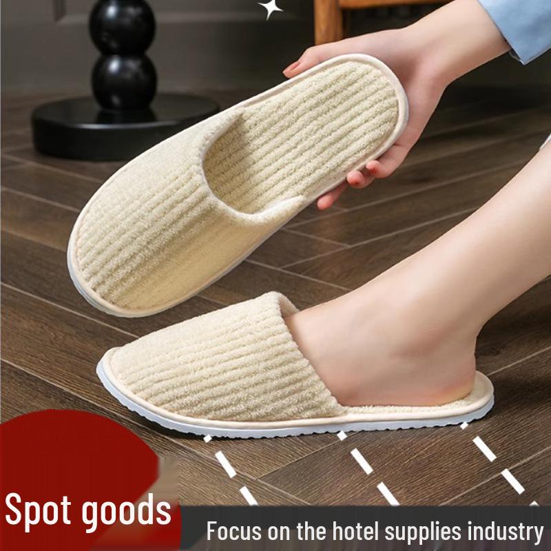 Luxury Washable Coral Fleece Slippers for Guests - Thick Sole, Ideal for Home, Salon, Autumn & Winter
