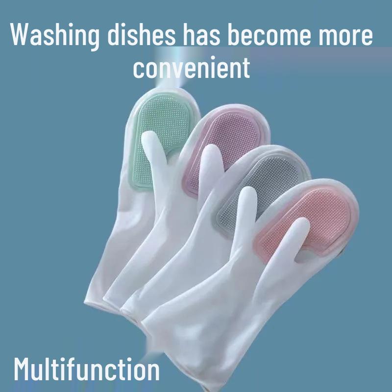 Magic Non-slip Waterproof Scrubbing Gloves - Multifunctional Latex Dishwashing and Kitchen Cleaning Tool