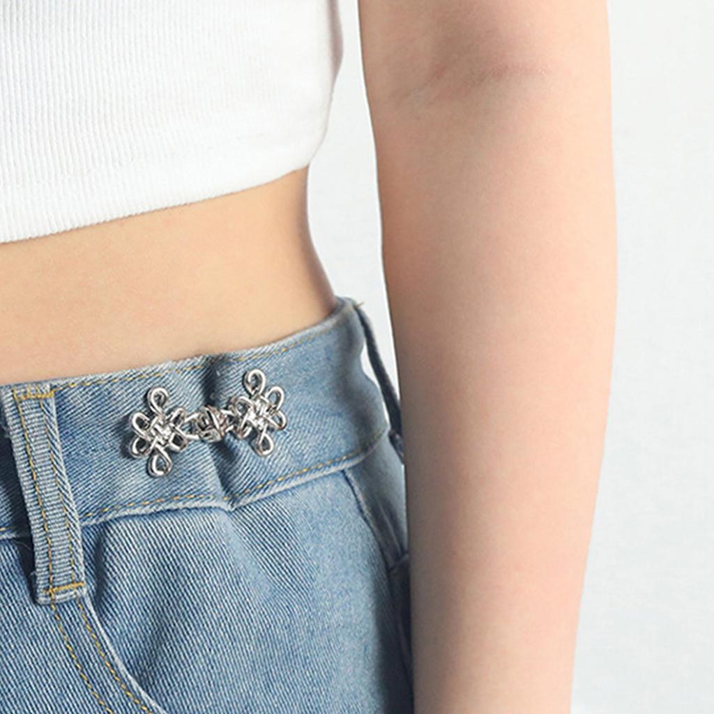 Chinese Knot Waist Tightening Clip Metal 3/6Set Adjustable Plating Pin for Loose Pants and Jeans Waist Fitness Extenders