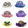 Handgebreide Bucket Hat met Gerimpelde Rand Warme Vissershoed Etnische Bloemenhoed Hoofddeksel voor Vrouwen Winter Eleganties