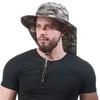 Wide Brim Sun Hat Outdoor Farming Gardening Tea Picking UV Protection Breathable Camo Bucket With Neck Flap
