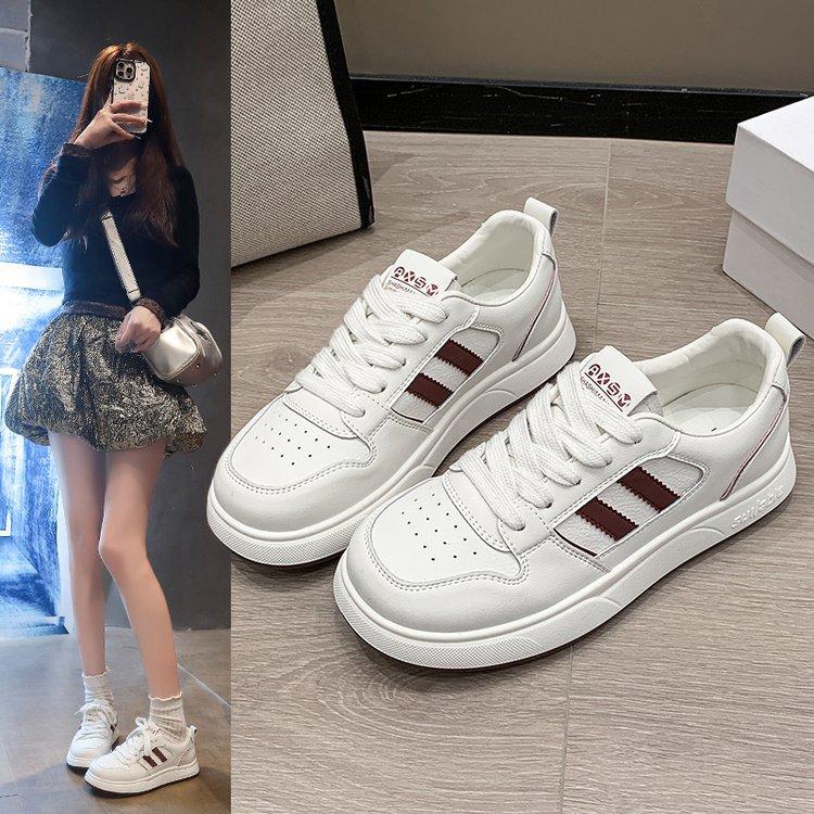 Leather Little White Shoes Women's 2025 Spring and Autumn New Versatile Shoes Breathable Casual Shoes Summer Soft-soled Sports Shoes Women's