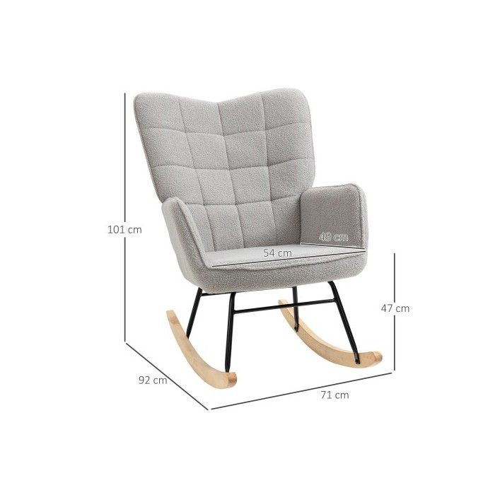 Fauteuil de relaxation - MUVOE - Velours cyprès - Gris clair - Charge max. 120 kg - 71 x 92 x 101 cm