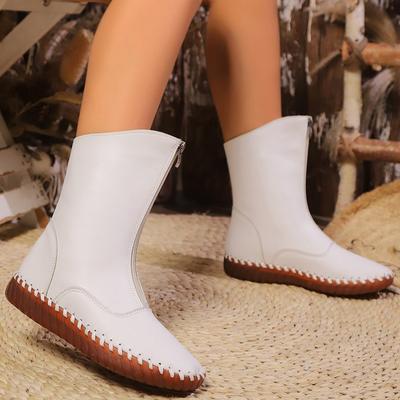 Winter Plüsch Warm und Mode Handgenähte Sohle Lange Stiefel Große Weiche Sohle Einfarbig Lange Damenstiefel