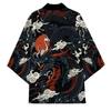 Japanese Traditional Samurai Kimono Men Women Anime Dragon Printed Green Loose Cardigan 3/4 Sleeve Harajuku Haori Coaplay Shirt