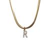 Summer 26-Letter Flat Snake Bone Collarbone Chain, Snake Bone Letter Necklace, Diamond-Encrusted Letter Snake Bone Chain