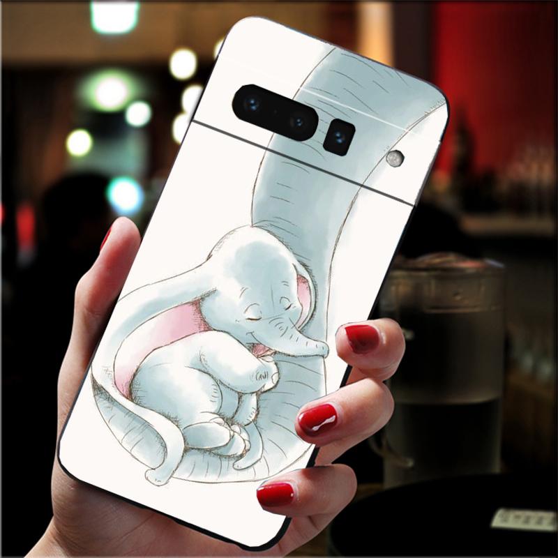 Cute Cartoon Baby Elephant Phone Case For Google Pixel 8 7 Pro 7A 7 6A 6 Pro Pixel 8A 4A 3A 4 XL Pixel 5 6 4 3 3A XL