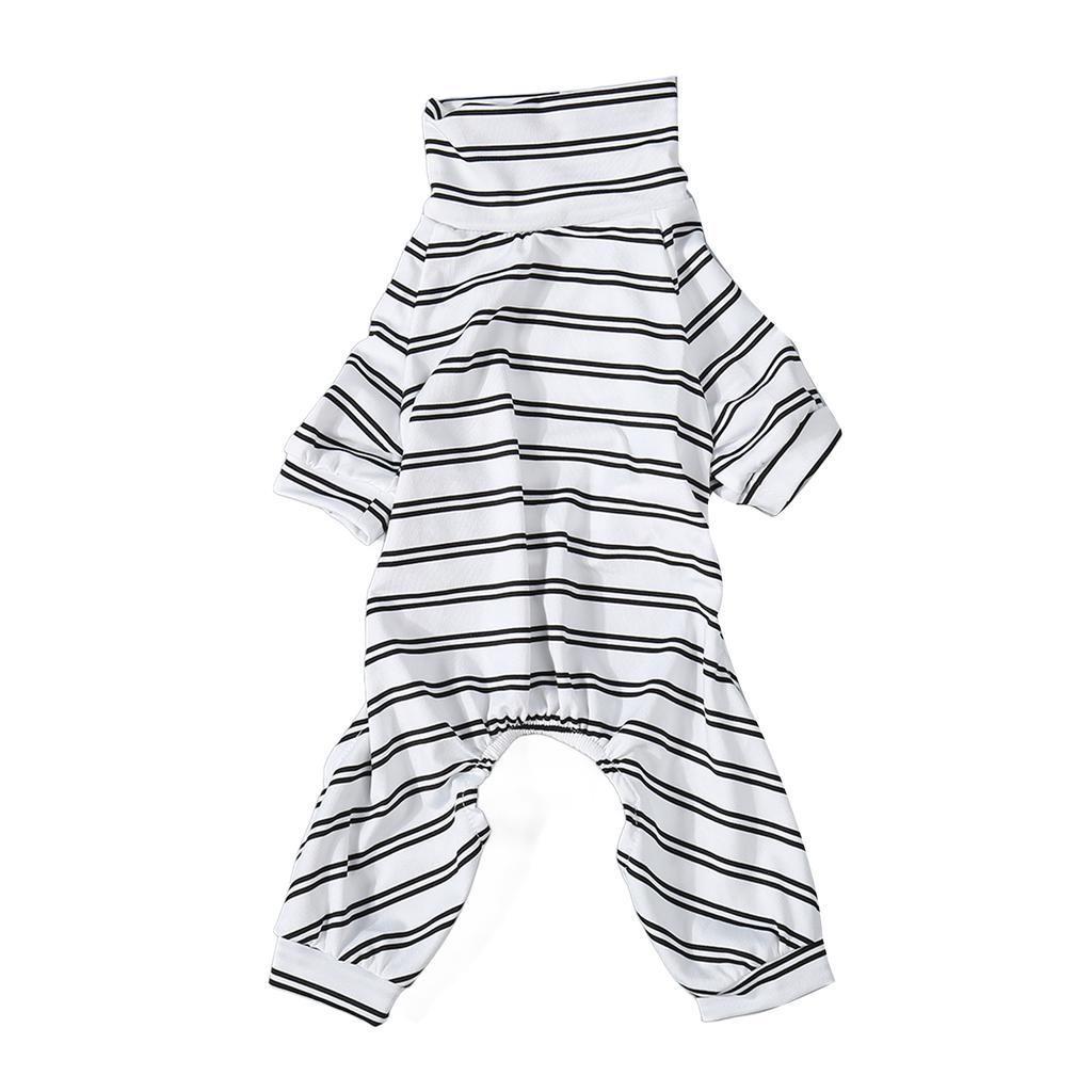 Striped Dog Pajamas Fashionable Cute Summer Thin 4 Legged High Collar Dog Jumpsuit for Indoor Outdoor