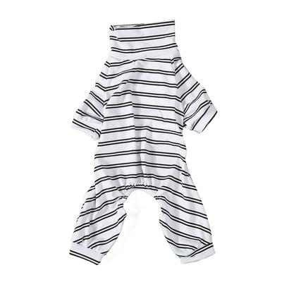Pyjama pour chien à rayures, à la mode, mignon, d'été, fin, 4 pattes, col montant, combinaison pour chien pour intérieur extérieur