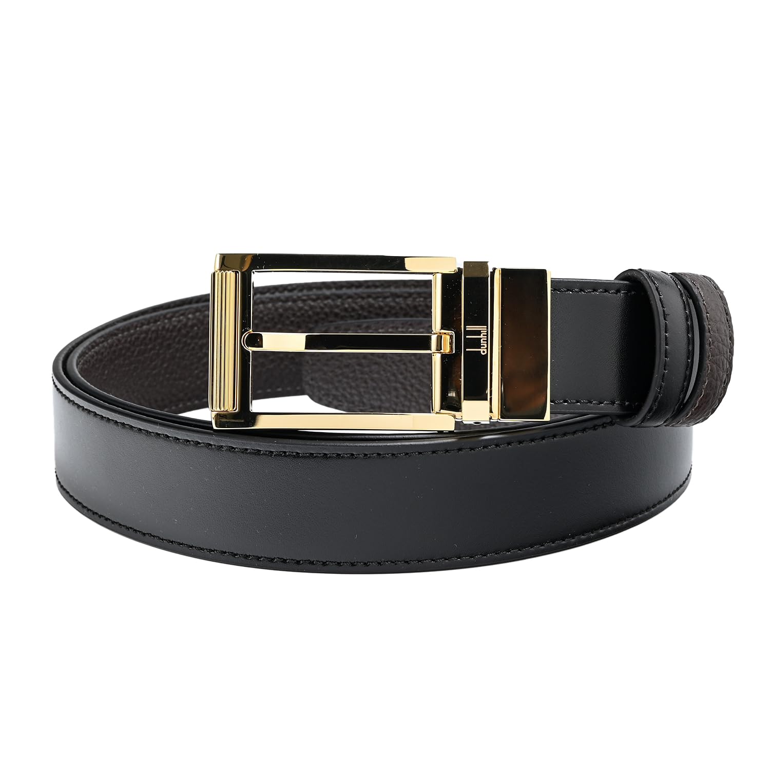 

Dunhill 30mm Reversible Rectangular Belt with Roller Smooth Black and Dark 100 Pieces Men s Buckle, Leather, Brown, 23F4T41SG001, чорний
