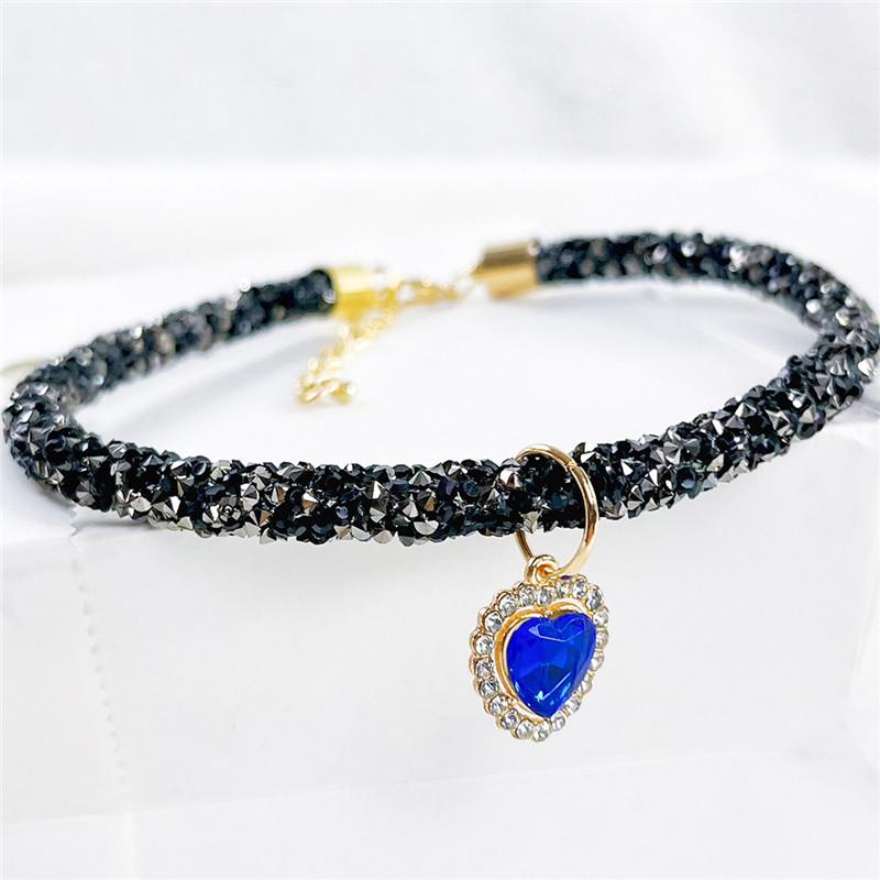 Colier Pisică Cristal Pandantiv Gemă Inimă Petrecere Strass Colier Ajustabil Pisici Cățel Chihuahua Nuntă Accesorii Animale de Companie