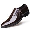 Men's casual leather shoes fashion versatile leather shoes dress business men's shoes pointed bright leather office men's single shoes