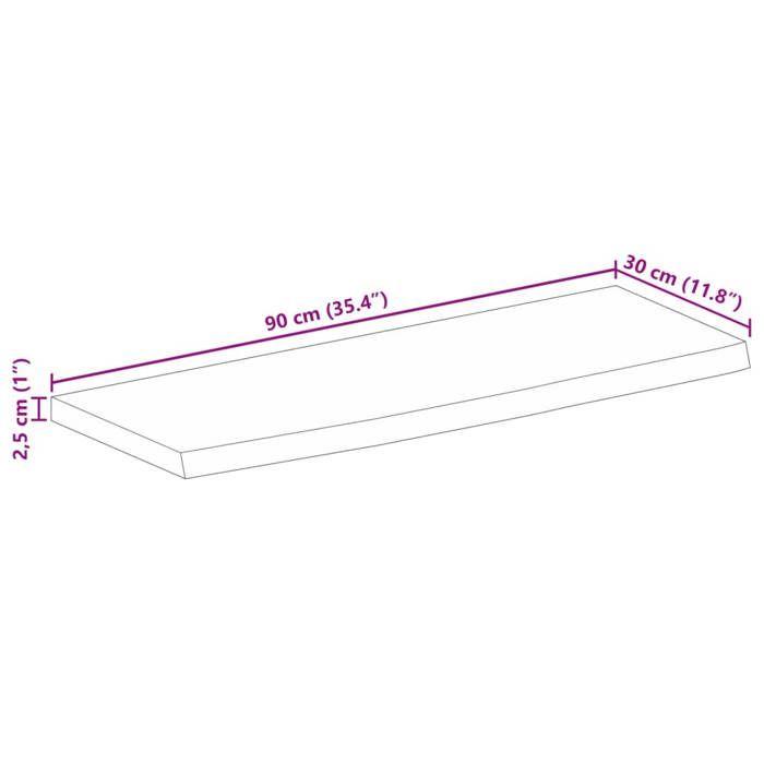 VidaXL Table Top 90x30x2.5 Cm Live Edge Solid Mango Wood, Wooden Table Top, Side Table Top, 370335